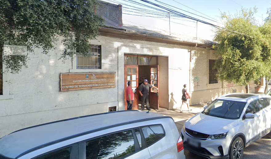 Fachada de la Oficina del Registro Civil en Paine