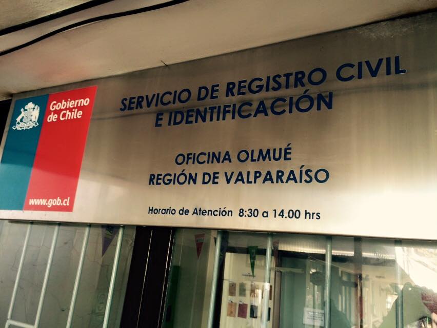Fachada de la Oficina del Registro Civil en Olmué
