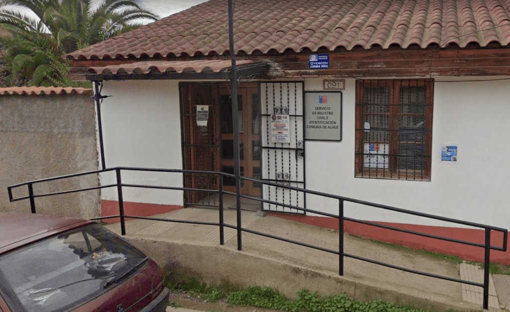Fachada de la Oficina del Registro Civil en Alhué